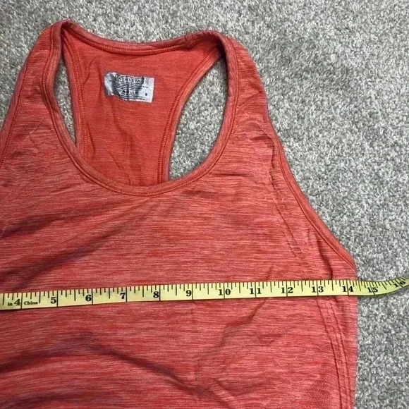 Athleta Tank Top Racer Back Salmon Orange Ruched Waist Sz S - Picture 2 of 7